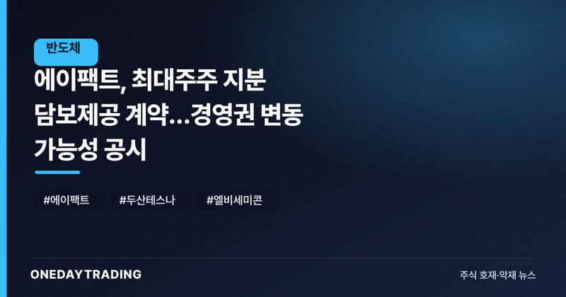 에이팩트, 최대주주 지분 담보제공 계약…경영권 변동 가능성 공시