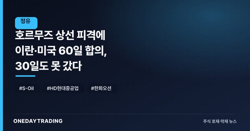 호르무즈 상선 피격에 이란·미국 60일 합의, 30일도 못 갔다