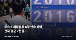 주유소 휘발유값 6주 연속 하락, 전국 평균 2천원대 진입…정유·항공주 영향 점검