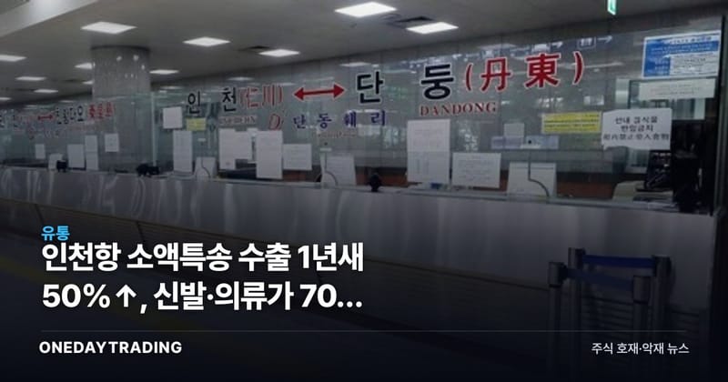 인천항 소액특송 수출 1년새 50%↑, 신발·의류가 70% 차지한 이유