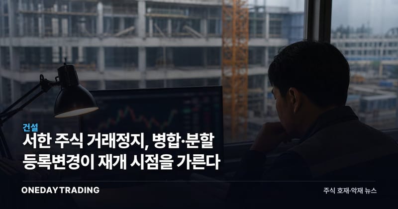서한 주식 거래정지, 병합·분할 등록변경이 재개 시점을 가른다