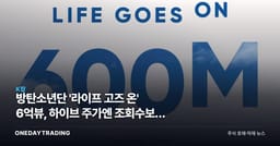 방탄소년단 '라이프 고즈 온' 6억뷰, 하이브 주가엔 조회수보다 컴백이 크다