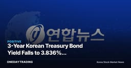 3-Year Korean Treasury Bond Yield Falls to 3.836%, Flashing a Valuation Re-Rating Signal