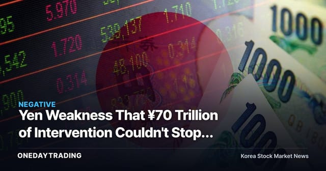 Yen Weakness That ¥70 Trillion of Intervention Couldn't Stop: A Warning for Korean Exporters