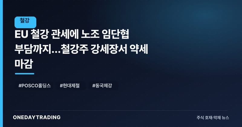 EU 철강 관세에 노조 임단협 부담까지…철강주 강세장서 약세 마감