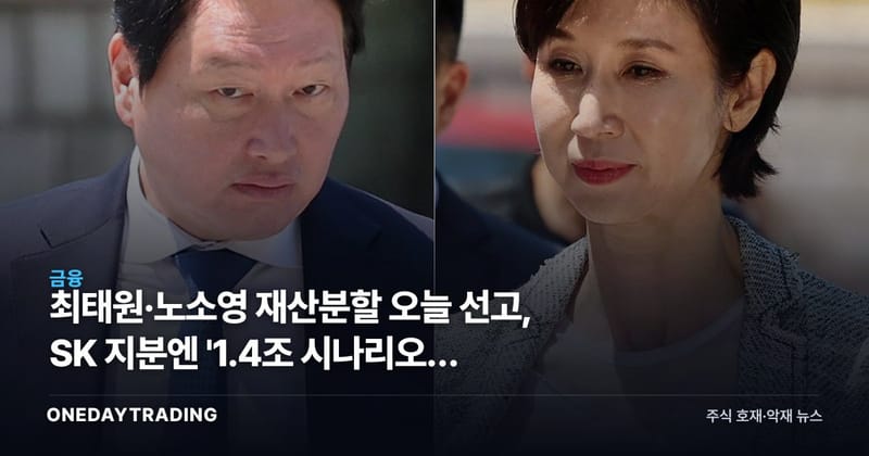 최태원·노소영 재산분할 오늘 선고, SK 지분엔 '1.4조 시나리오' 변수