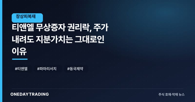 티앤엘 무상증자 권리락, 주가 내려도 지분가치는 그대로인 이유