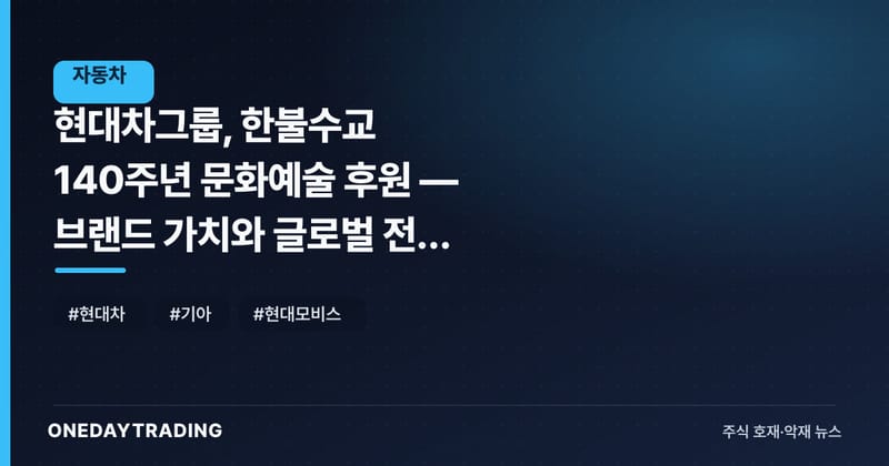 현대차그룹, 한불수교 140주년 문화예술 후원 — 브랜드 가치와 글로벌 전략 분석