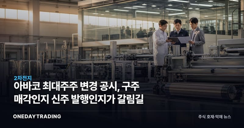아바코 최대주주 변경 공시, 구주 매각인지 신주 발행인지가 갈림길