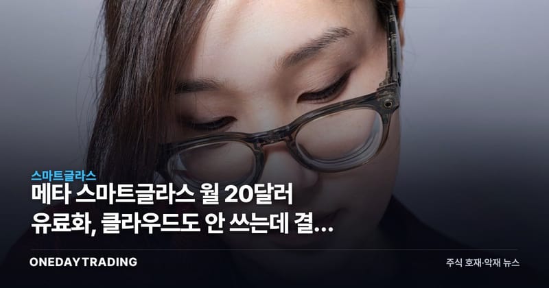 메타 스마트글라스 월 20달러 유료화, 클라우드도 안 쓰는데 결국 보류