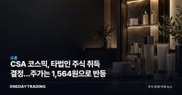 CSA 코스믹, 타법인 주식 취득 결정…주가는 1,564원으로 반등
