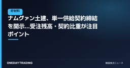 ナムグァン土建、単一供給契約締結を開示…受注残高・契約比重が注目ポイント