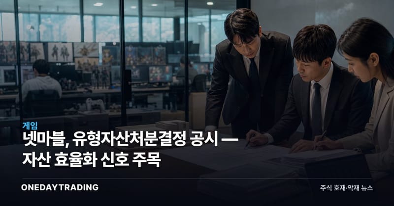 넷마블, 유형자산처분결정 공시 — 자산 효율화 신호 주목