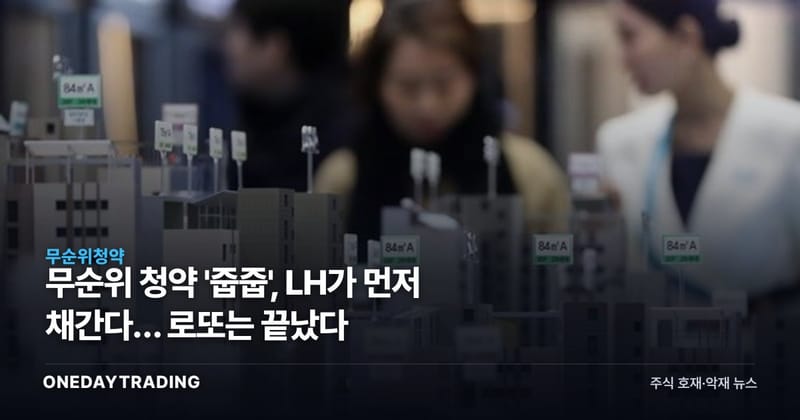 무순위 청약 '줍줍', LH가 먼저 채간다… 로또는 끝났다
