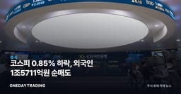 코스피 0.85% 하락, 외국인 1조5711억원 순매도