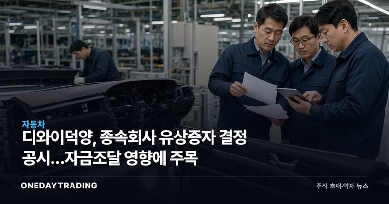 디와이덕양, 종속회사 유상증자 결정 공시…자금조달 영향에 주목