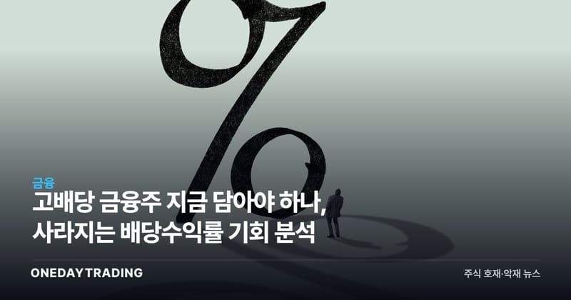 고배당 금융주 지금 담아야 하나, 사라지는 배당수익률 기회 분석