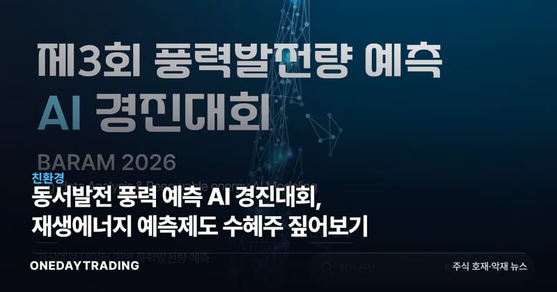 동서발전 풍력 예측 AI 경진대회, 재생에너지 예측제도 수혜주 짚어보기