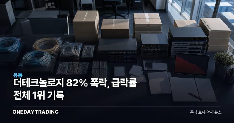 더테크놀로지 82% 폭락, 급락률 전체 1위 기록