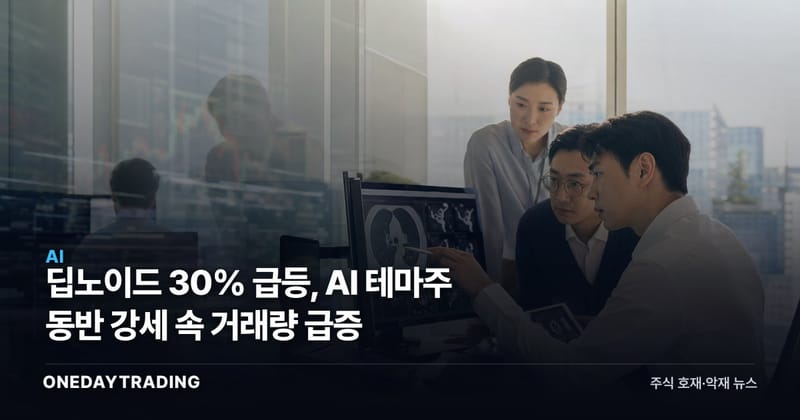 딥노이드 30% 급등, AI 테마주 동반 강세 속 거래량 급증