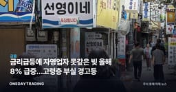 금리급등에 자영업자 못갚은 빚 올해 8% 급증…고령층 부실 경고등