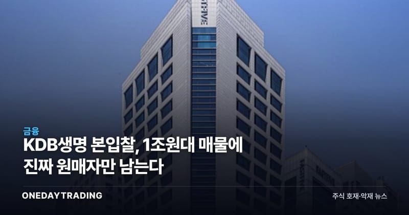 KDB생명 본입찰, 1조원대 매물에 진짜 원매자만 남는다