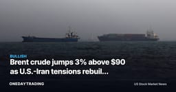 Brent crude jumps 3% above $90 as U.S.-Iran tensions rebuild oil risk premium