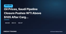 Oil Prices, Saudi Pipeline Closure Pushes WTI Above $105 After Cargo Cancellations